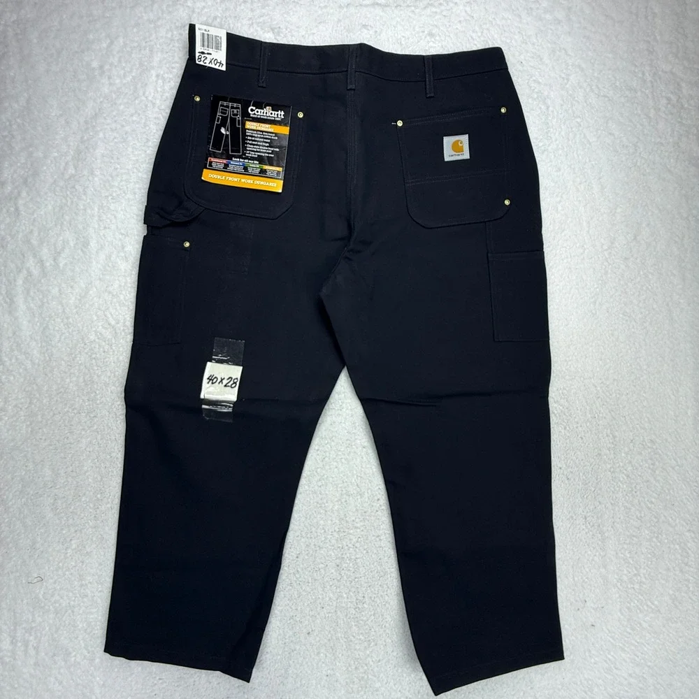 Carhartt B01 BLK Double Front Work Dungaree Pants Black 40x28 USA NWT - Picture 7 of 11